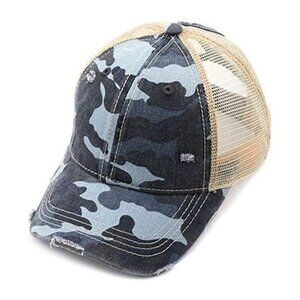 C.C gray ponytail baseball hat - mesh back with velcro